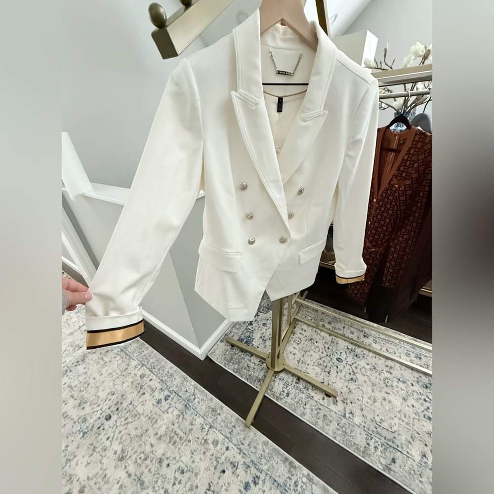 White House Black Market White/Ivory Double Breasted Blazer with Gold Trim(NWT) - Picture 6 of 9